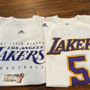2 Lakers Basketball Adidas T-shirts #5 Farmar &’2007 Latin Nights size small